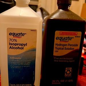 Rubbing alchemy.. hydrogen peroxide.. new.. I have plenty..